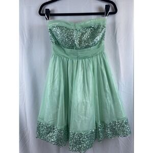 Delia's Strapless Mini‎ Sprung Green Dress Tulle Overlay Juniors Size 1/2